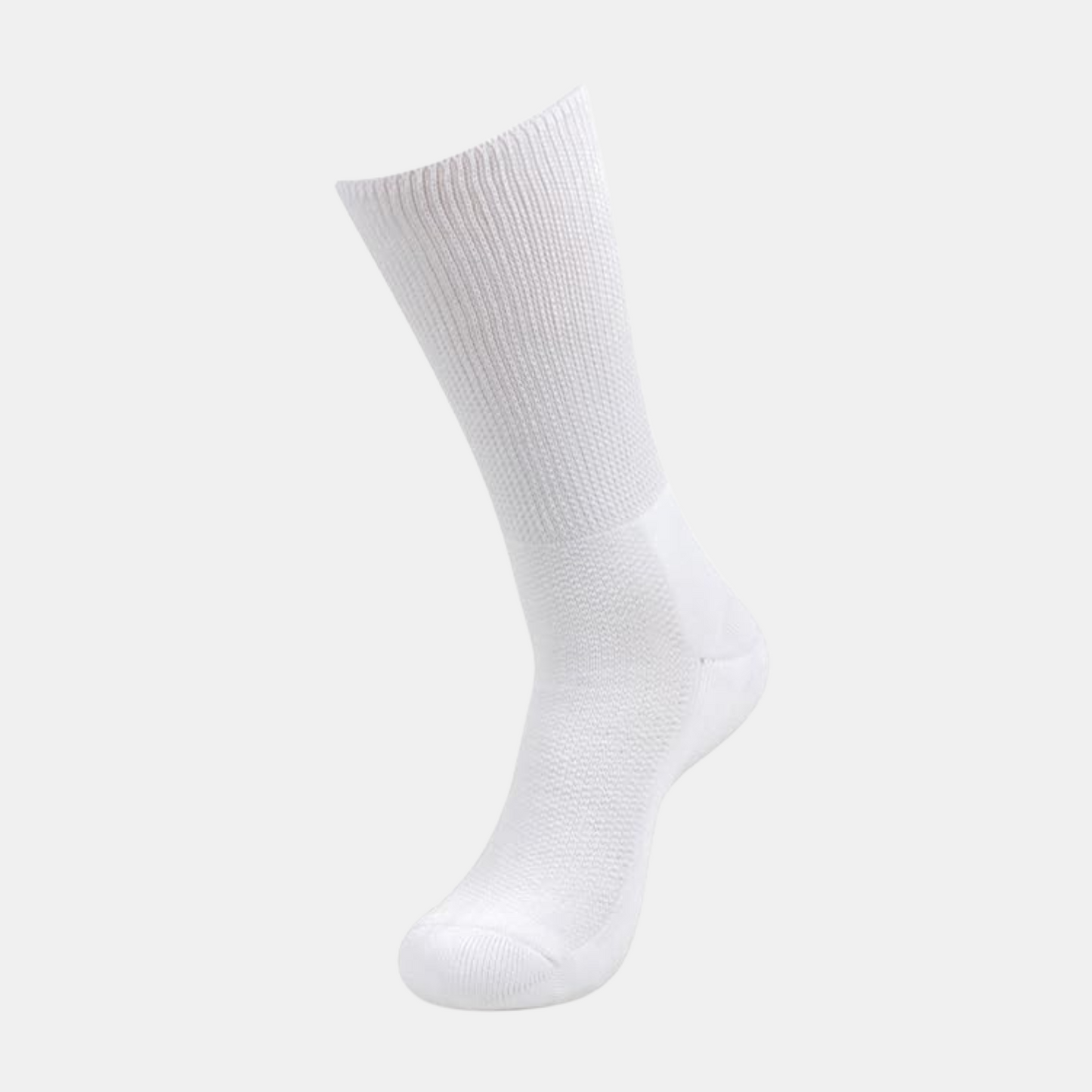 Men's Crew Length Diabetic Socks (White)