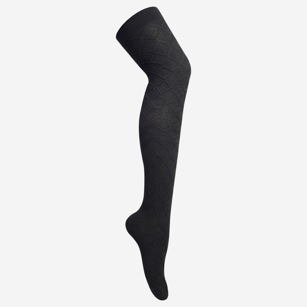 Women's Black Self Design Knee High Socks