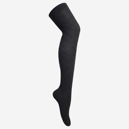 Women's Black Self Design Knee High Socks