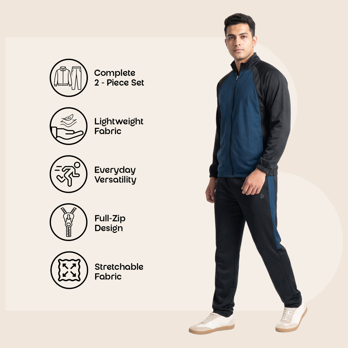 Bonjour Men's Polyester Winter Tracksuit Set Jacket