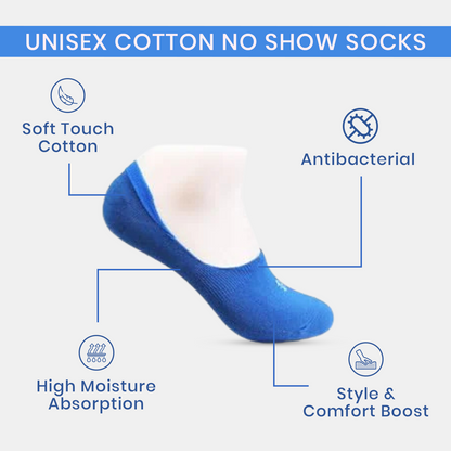 Unisex Multicolor Cotton No Show Socks -  Pack Of 4