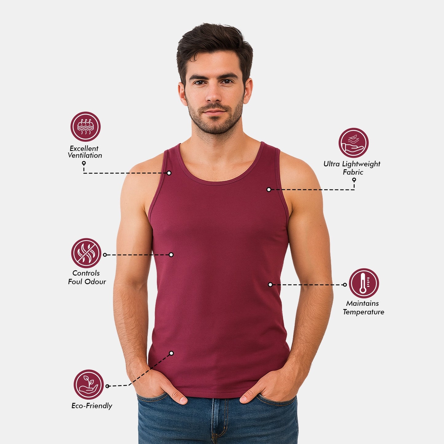 Bamboo Midnight Plum Vest for Men (Pack of 1)
