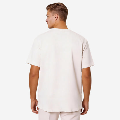 Men’s Printed Round‑Neck T‑Shirt (Off White)