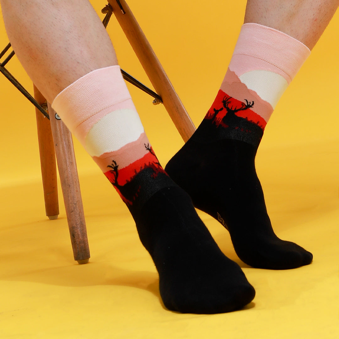 Men's Seasonal Reindeer Trio Designer Socks - Pack of 3