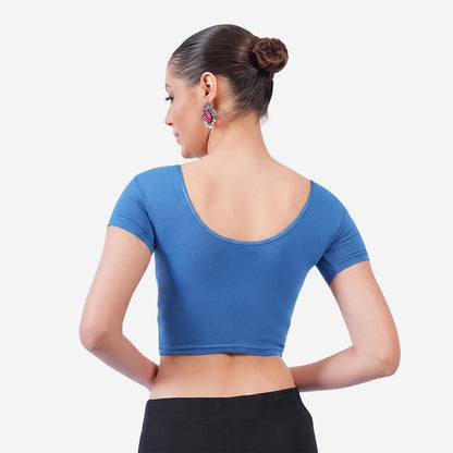 Vami Women's Cotton Stretchable Readymade Blouses - Turquoise