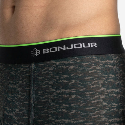 Men's Multicolor Supersoft Printed Modal Cotton Trunks - Single Pack | Dark Green