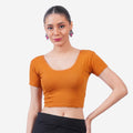 Vami Women's Cotton Stretchable Readymade Blouses - Vibrant Orange