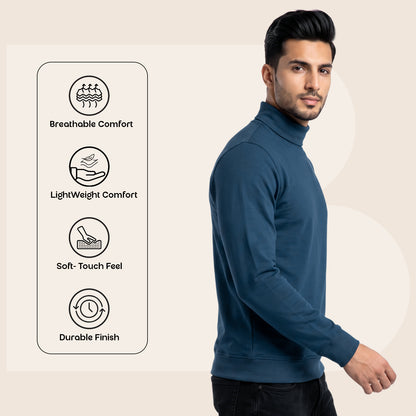 Men's Winter Turtleneck Sweatshirt | Polyester Cotton Blend | Extra Soft | Mens winter Wear|  Lightweight & Warm Full Sleeve High Neck Pullover for Men.