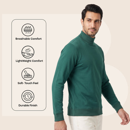 Men's Winter Turtleneck Sweatshirt | Polyester Cotton Blend | Extra Soft | Mens winter Wear|  Lightweight & Warm Full Sleeve High Neck Pullover for Men.