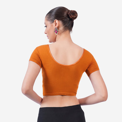 Vami Women's Cotton Stretchable Readymade Blouses - Vibrant Orange