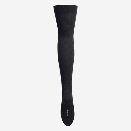 Women's Black Self Design Knee High Socks