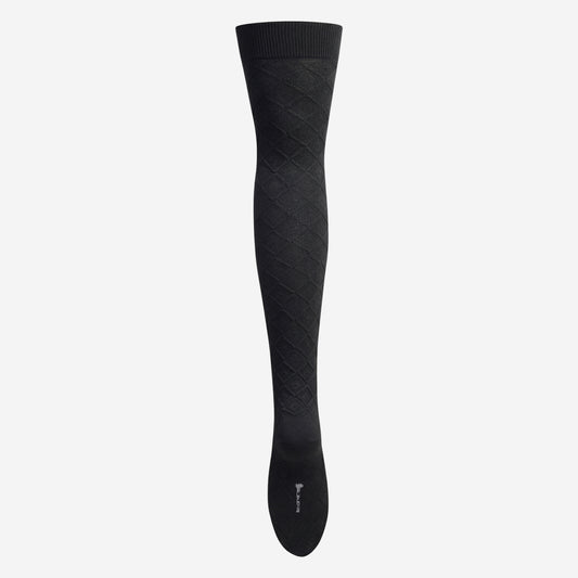 Women's Black Self Design Knee High Socks