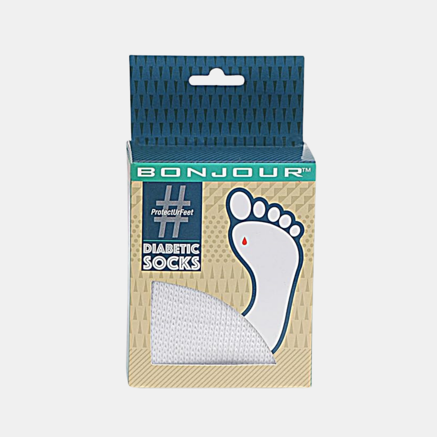 Men's Crew Length Diabetic Socks (White)
