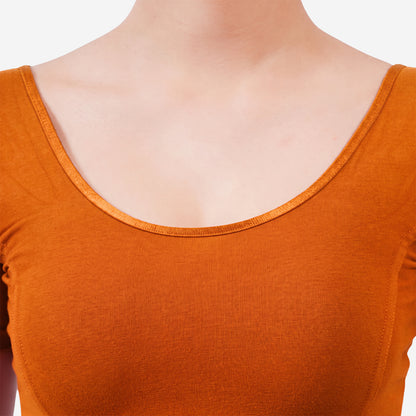 Vami Women's Cotton Stretchable Readymade Blouses - Vibrant Orange