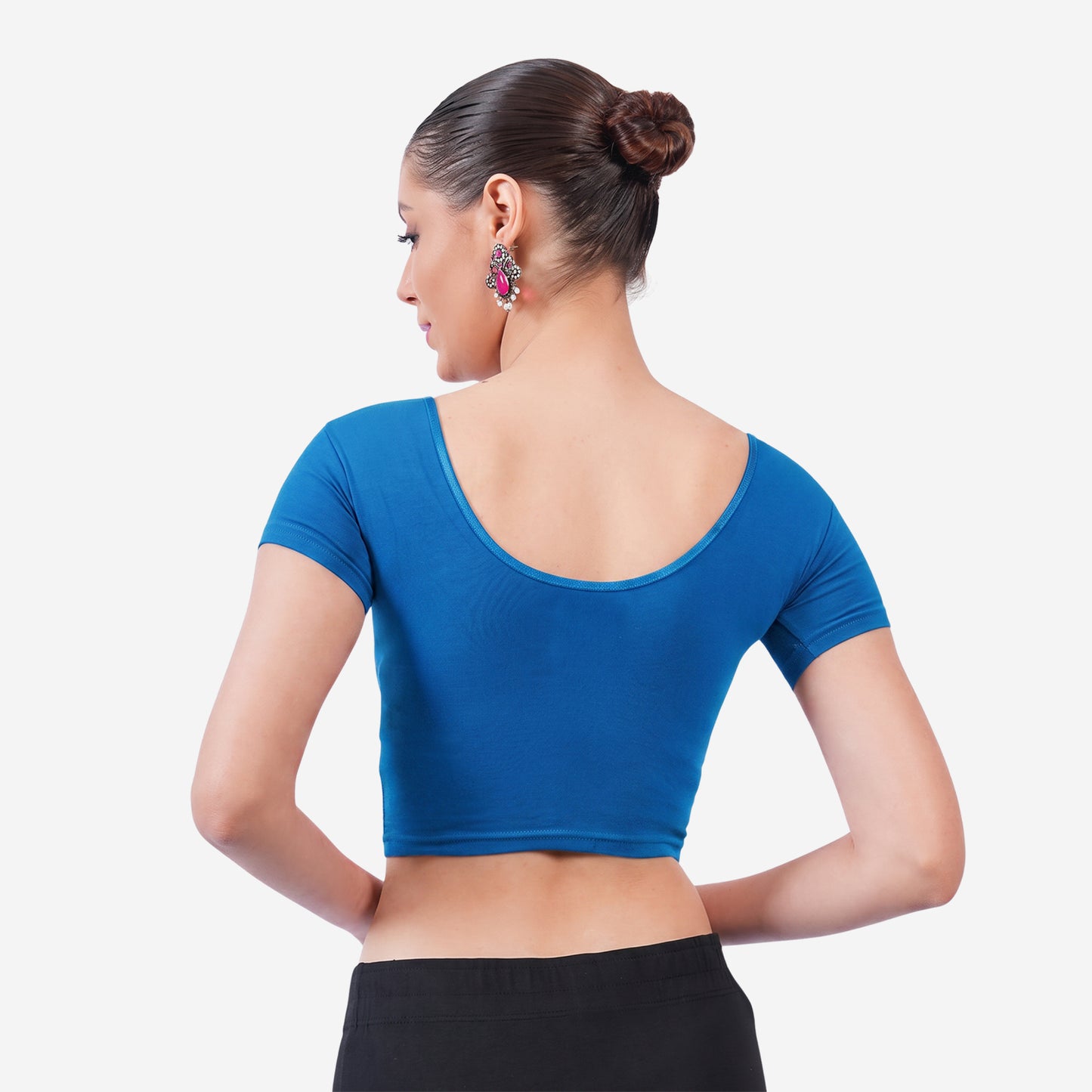 Vami Women's Cotton Stretchable Readymade Blouses - Victoria Blue