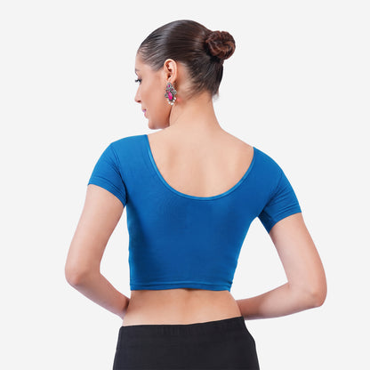 Vami Women's Cotton Stretchable Readymade Blouses - Victoria Blue