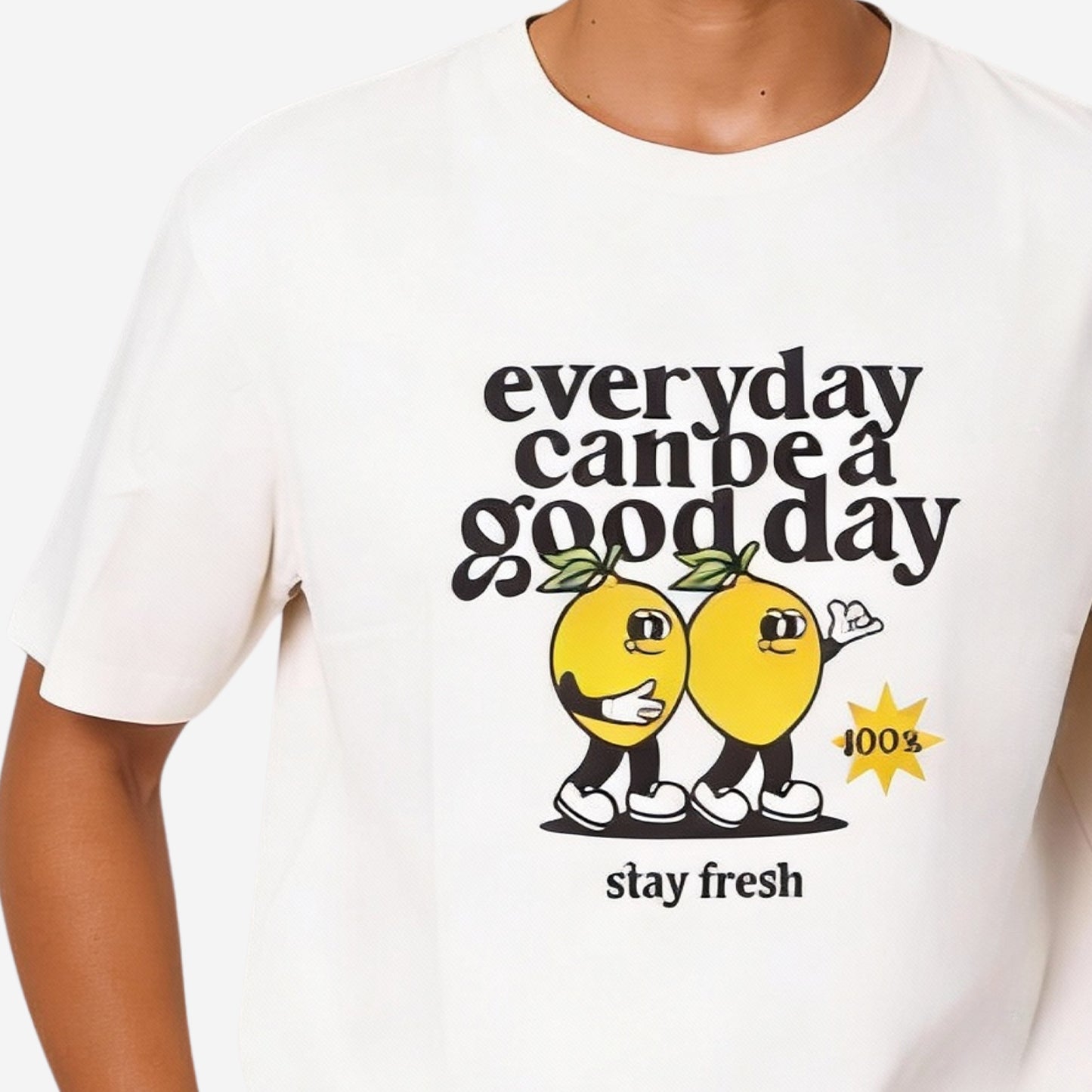 Men’s Printed Round‑Neck T‑Shirt (Off White)