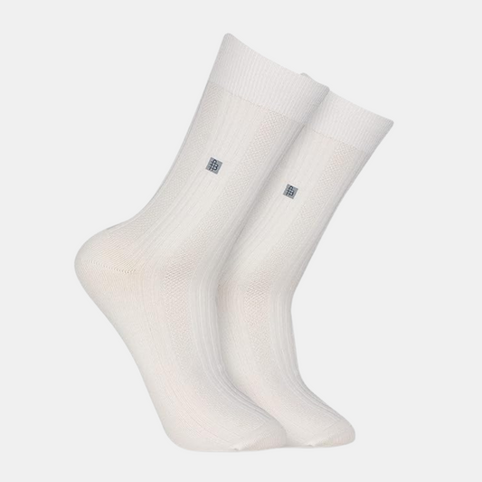 Men's Cosmic Ribbed Formal Socks - Cream