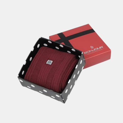 Men's Cosmic Ribbed Formal Socks - New Maroon