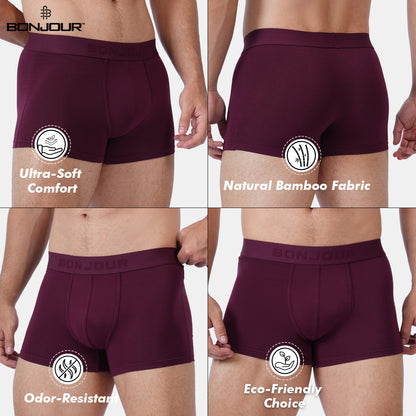 Men’s Bamboo Trunk Ultra Soft, Odour Free - Midnight Plum (Pack of 1)