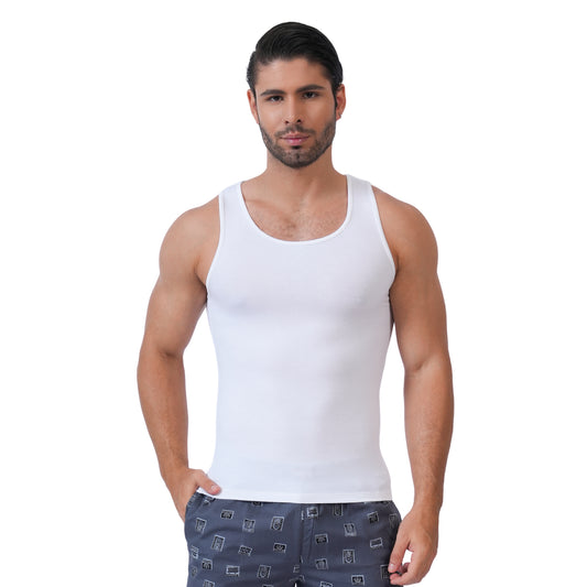 Bamboo Vest for Men - White (Pack of 1)