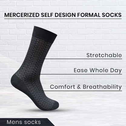 Men Socks - Mercerized Self Design Formal Dress Socks - Pack of 4