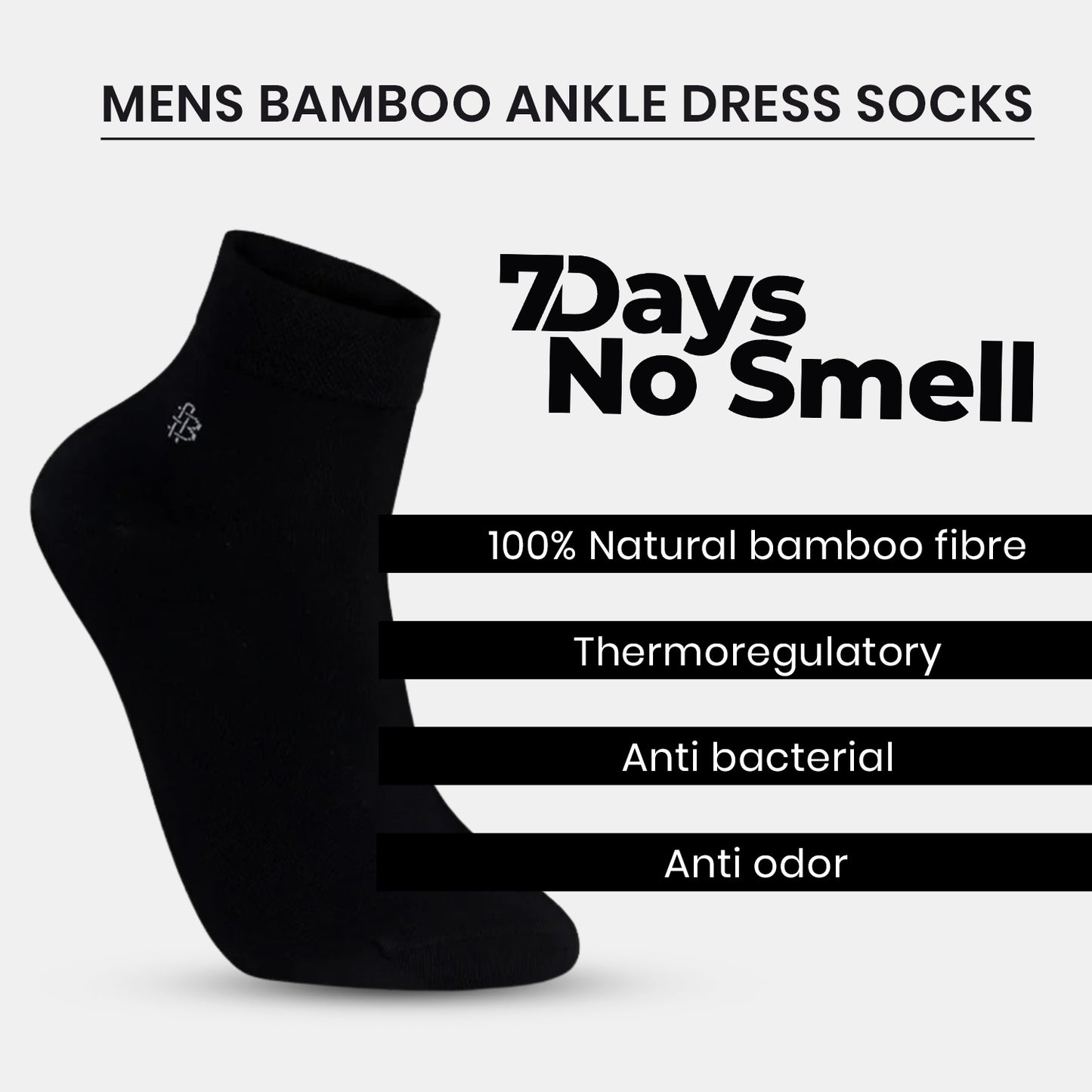 Men's Bamboo Ankle Dress Socks | Black - Pack of 3