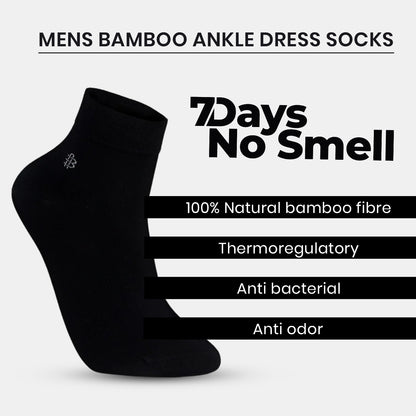 Men's Bamboo Ankle Dress Socks | Black - Pack of 3
