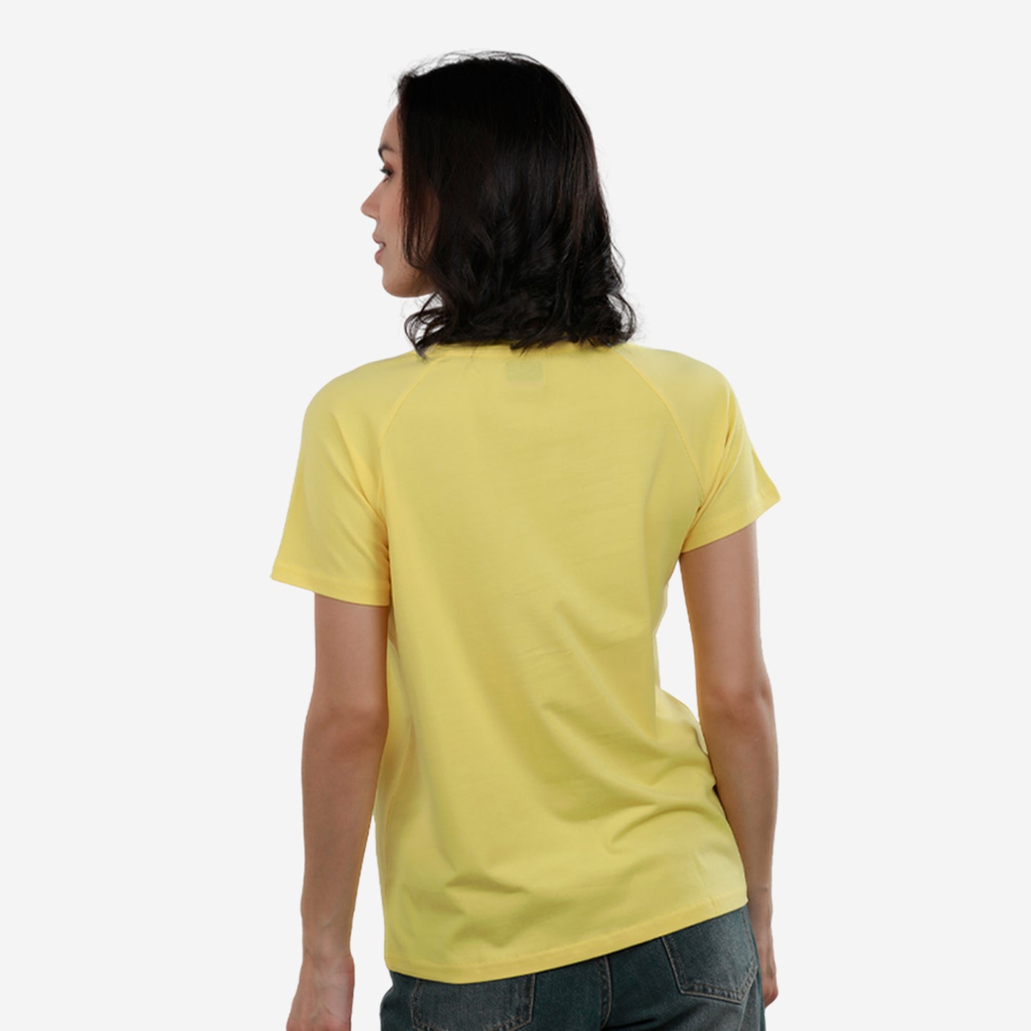 Women Knitted Fabric Regular Fit Short Sleeve T-shirt - Empire Yellow