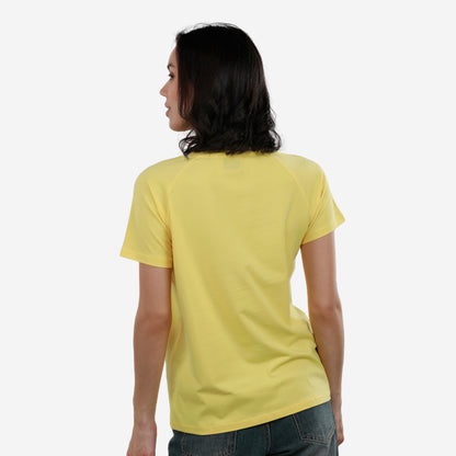 Women Knitted Fabric Regular Fit Short Sleeve T-shirt - Empire Yellow
