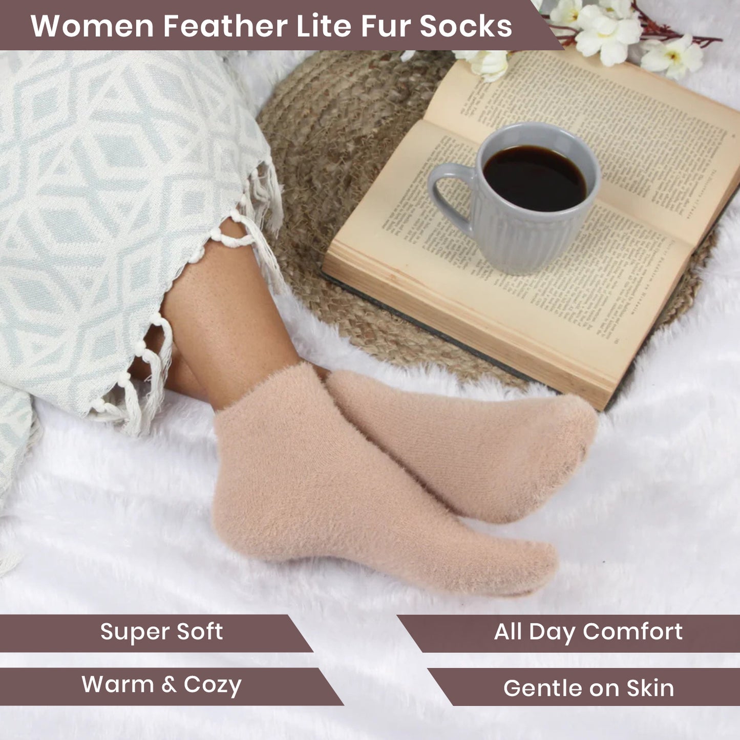 Women's Feather-Lite Fur Socks - Pack Of 4