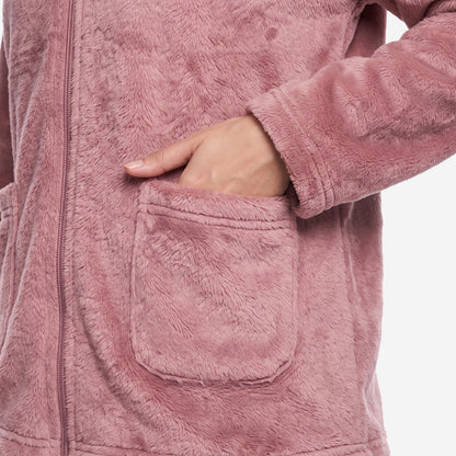 Bonjour Women’s 100 % polyester Winter Fleece Jacket | Soft Lightweight Warm Loungewear | Full-Zip Stand Collar.