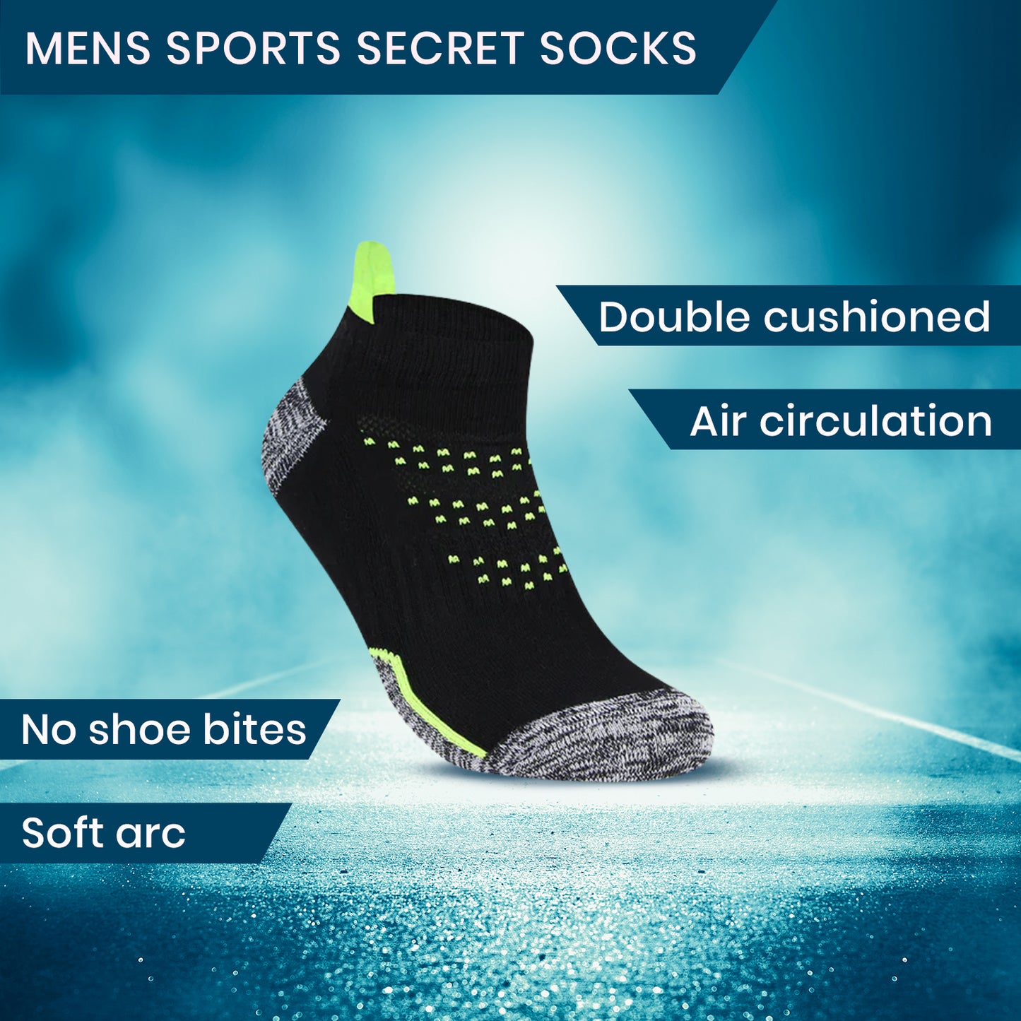 Men's Secret Length Terry Sports Socks- Pack Of 3