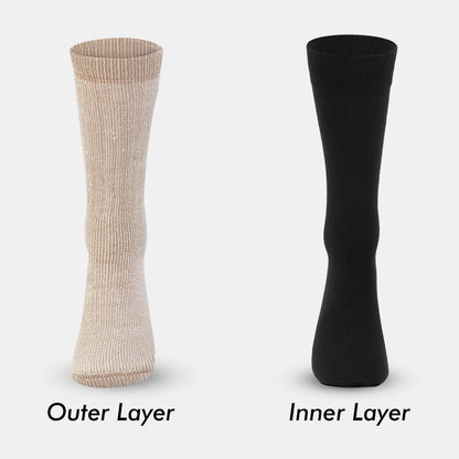 Double Layered Woolen Socks for Men (for upto -20degree) (Color:- Brown/Black)