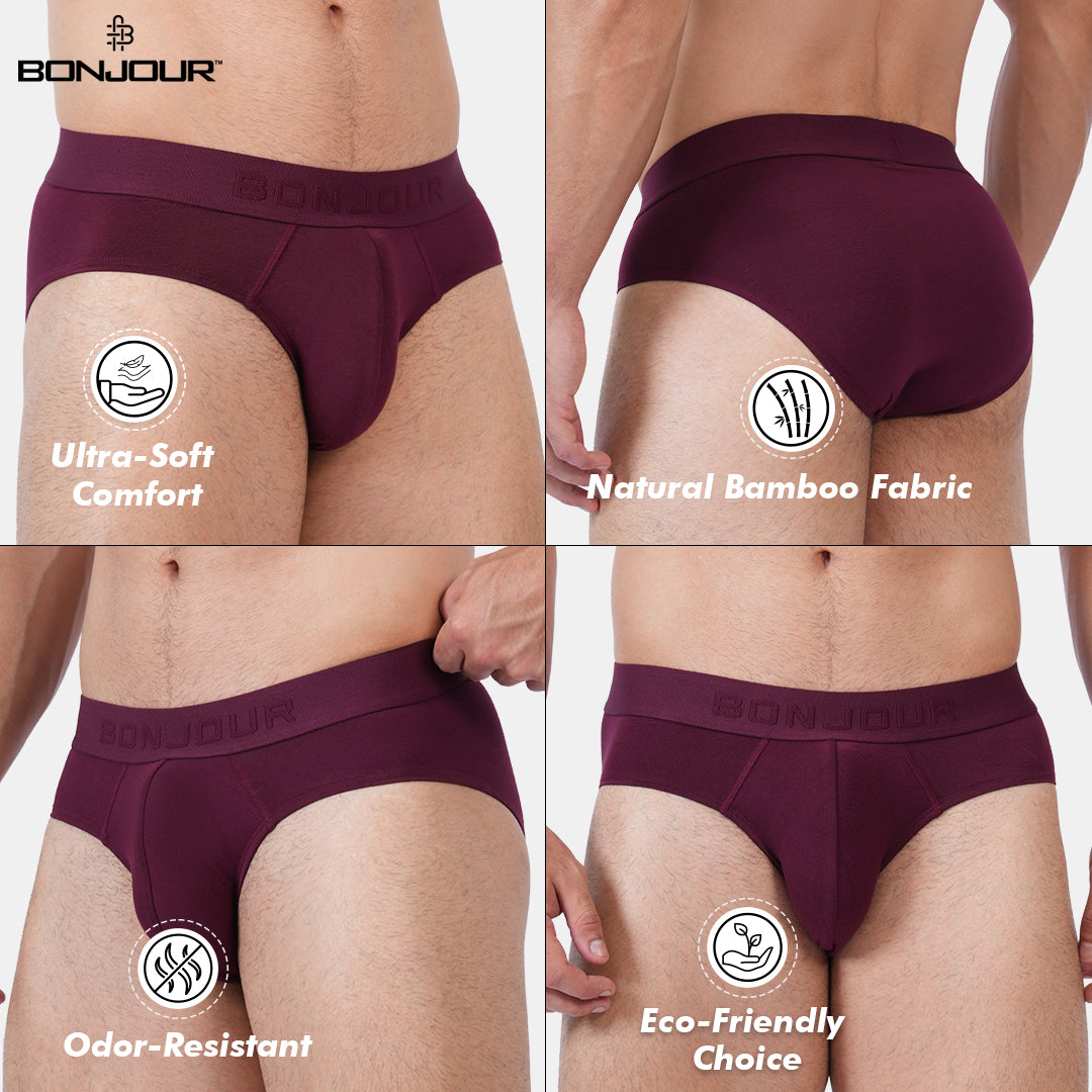 Men’s Bamboo Brief – Ultra Soft, Odour Free Midnight Plum (Pack of 1)