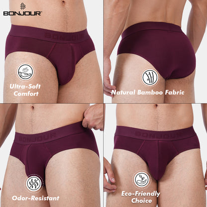 Men’s Bamboo Brief – Ultra Soft, Odour Free Midnight Plum (Pack of 1)