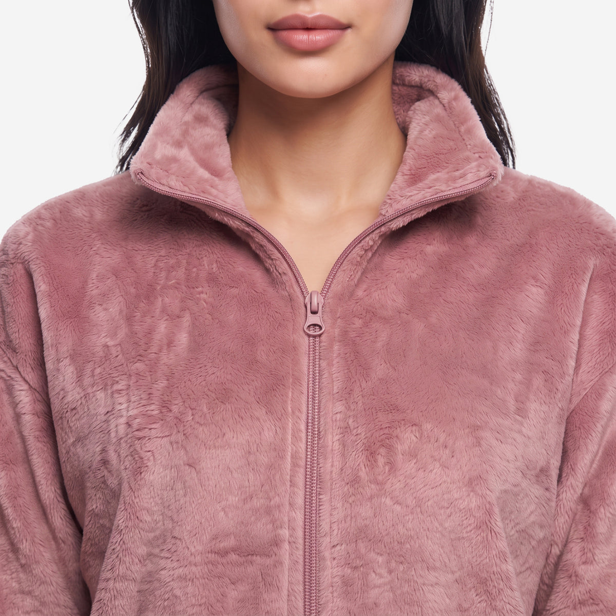 Bonjour Women’s 100 % polyester Winter Fleece Jacket | Soft Lightweight Warm Loungewear | Full-Zip Stand Collar.