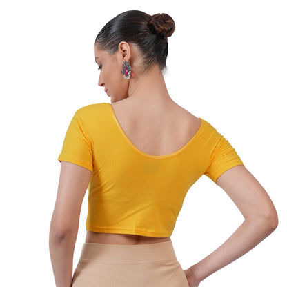 Vami Women's Cotton Stretchable Readymade Blouses - Sun Flower