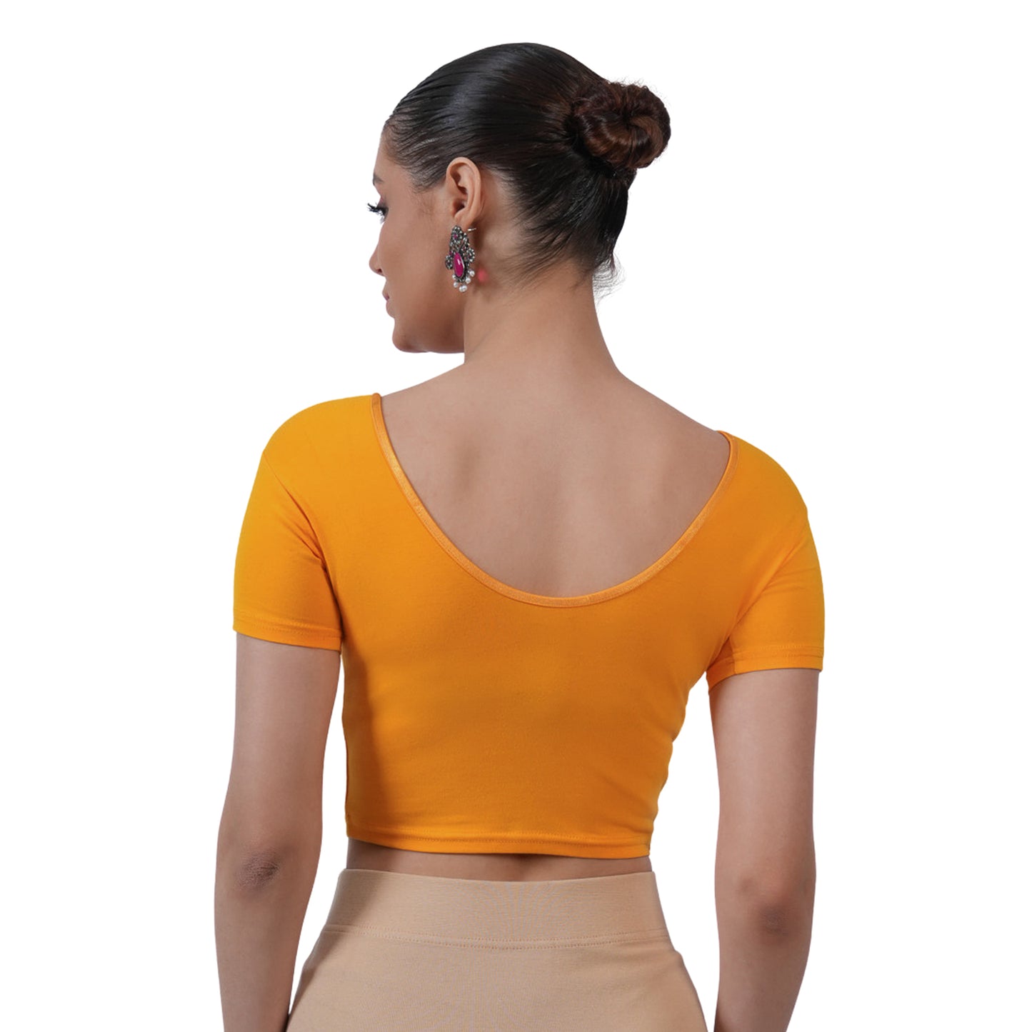 Vami Women's Cotton Stretchable Readymade Blouses - Marie gold