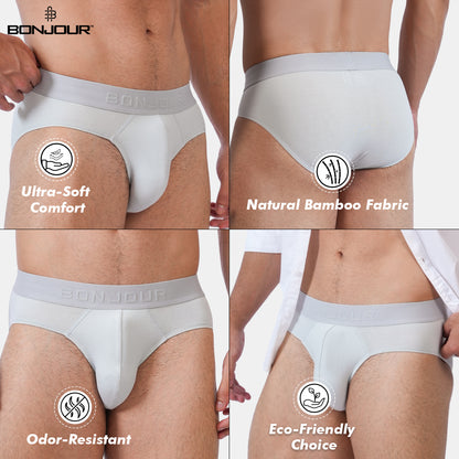 Men’s Bamboo Brief – Ultra Soft, Odour Free Grey Mist (Pack of 1)
