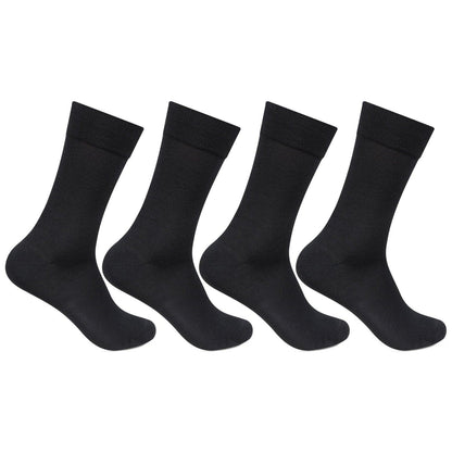 Men's Cotton Plain Full-Length Black Socks (Pack of 4)