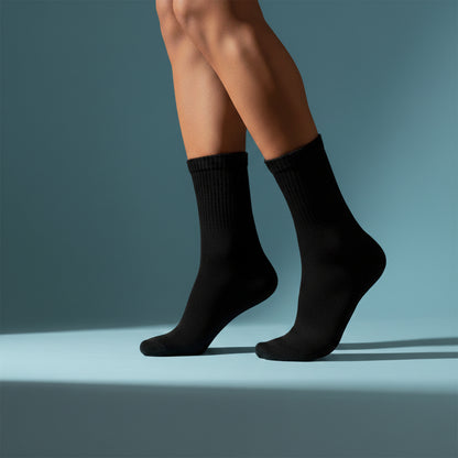 Men Cushioned Black Joggers Crew Length Sports Socks- Pack of 3