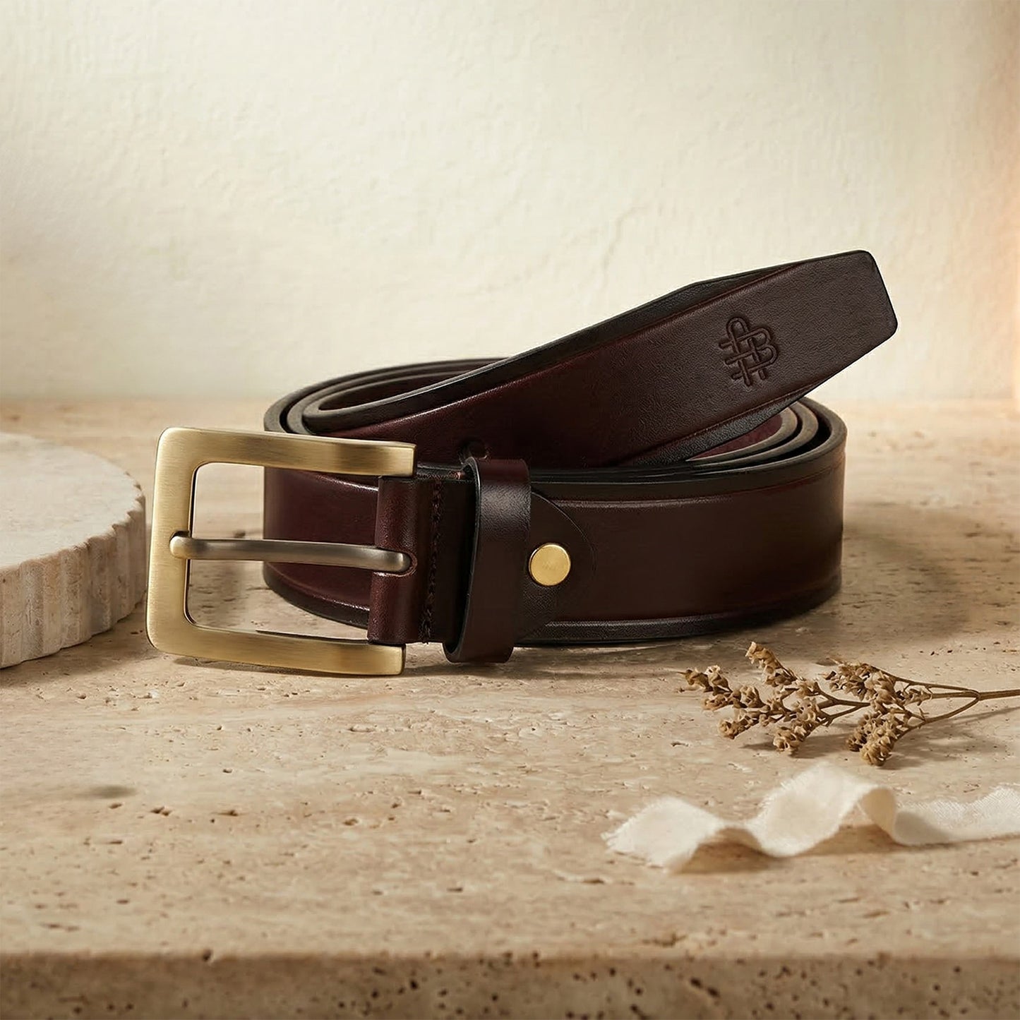 Premium Solid Pure Leather Belt - Dark Brown