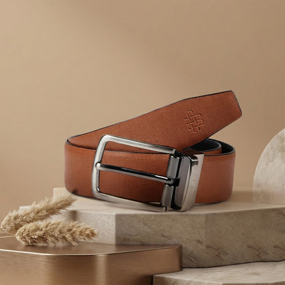 Men's Premium Solid Pure Leather Belt - Tan/Brown