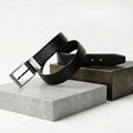 Men's Solid Pure Leather Belt - Black/Brown