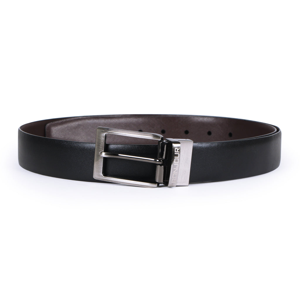 Men's Solid Pure Leather Belt - Black/Brown