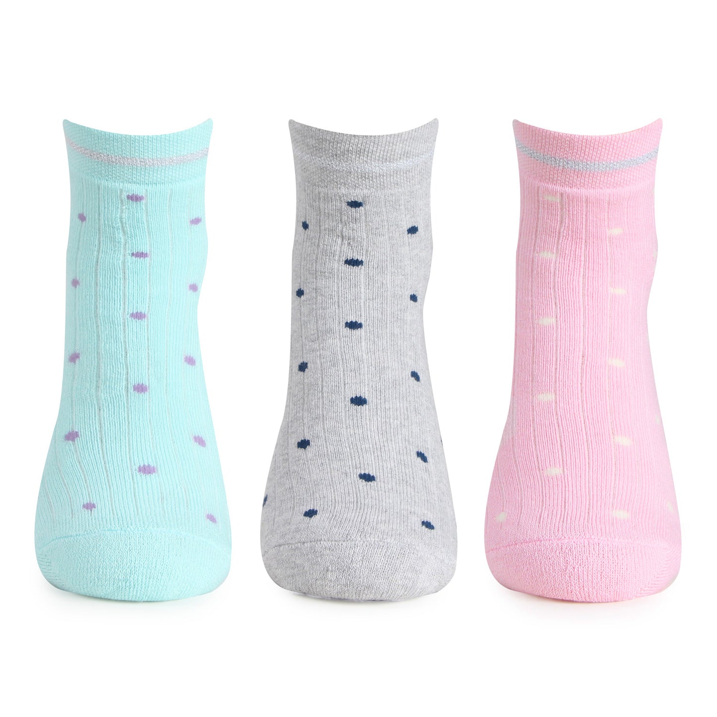 Women's Cushioned Multicolored Ankle Sports Socks- Pack of 3