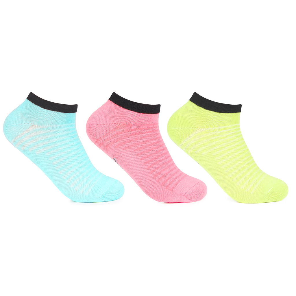 Women's Neon Set of Secret Length Socks - Pack of 3