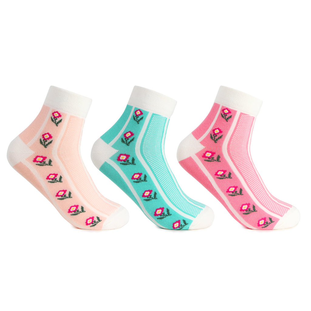 Women's Floral Designs Cotton Fashion Socks - Pack Of 4