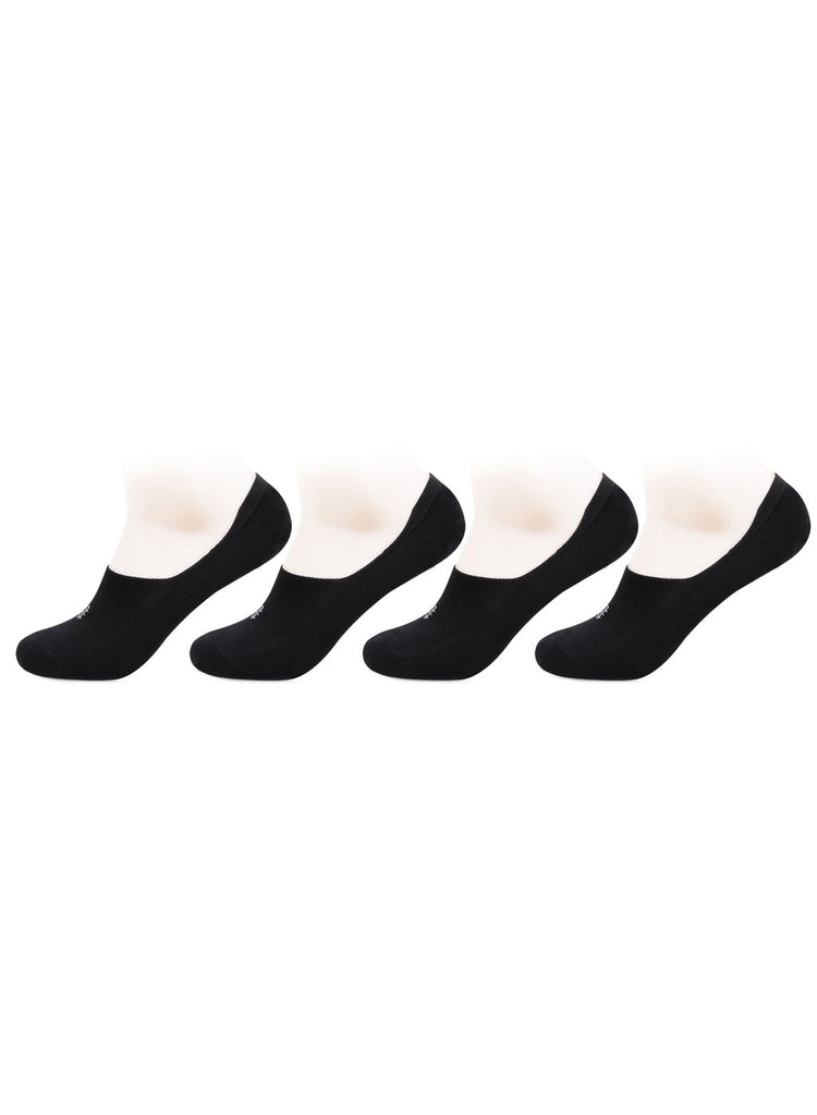 Unisex Cotton Footlets Socks In Black -Pack Of 4